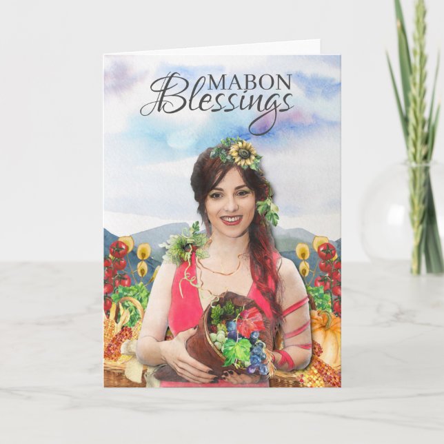 Tarjeta Festiva Mabon Blesss Otoño Equinox Wiccan Harvest (Anverso)