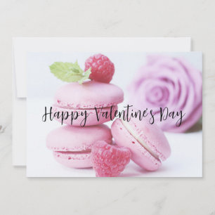 Tarjeta Festiva Macarons de frambuesa rosa Día de San Valentín