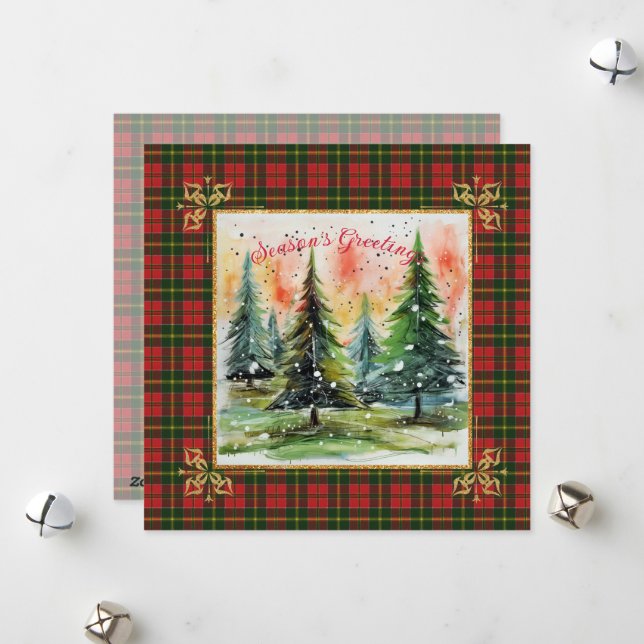 Tarjeta Festiva MacDonald Kingsburgh Scottish Tartan Christmas (Anverso/Reverso In Situ)