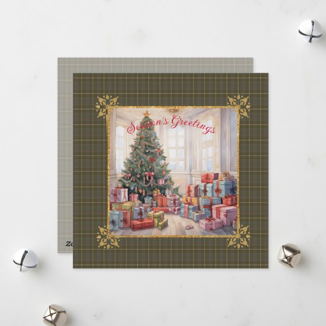 Tarjeta Festiva MacIntyre Hunting W  Scottish Tartan Christmas (Anverso/Reverso In Situ)
