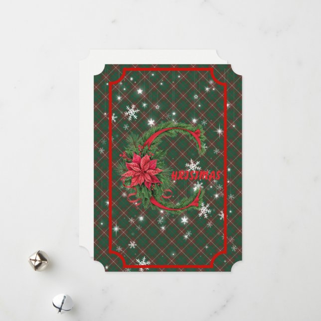 Tarjeta Festiva MacKinnon Hunting Scottish Tartan Christmas (Anverso/Reverso In Situ)