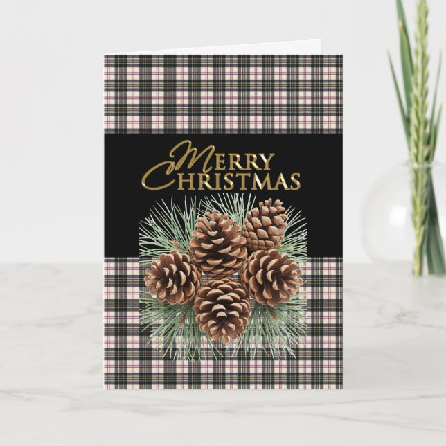 Tarjeta Festiva MacPhersonScottish Tartan Christmas (Anverso)