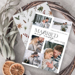 Tarjeta Festiva Madera moderna y casada 5 foto recién casada