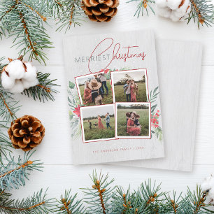 Tarjeta Festiva Madera Rusa y Guión 4 Navidades de fotografía más 