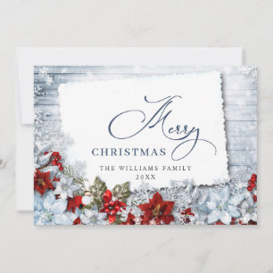 Tarjeta Festiva Madera Rústica de la Madera Rústica de la Nochebue