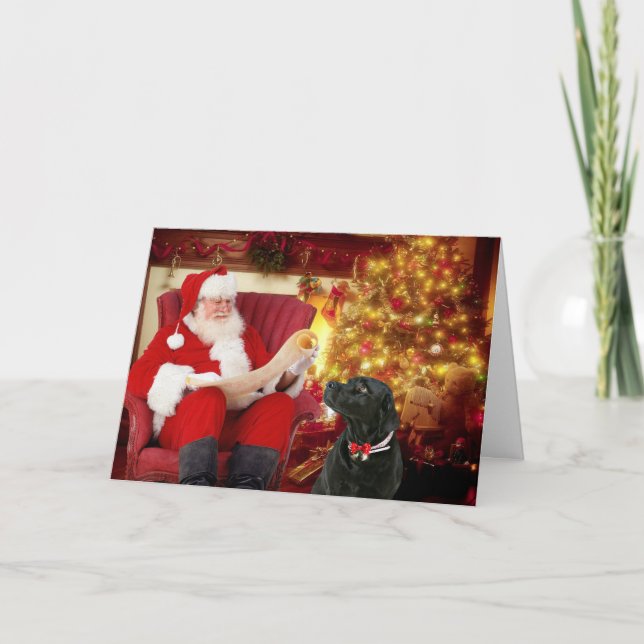 Tarjeta Festiva Madison la carta de los Navidades de Labrador Negr (Anverso)
