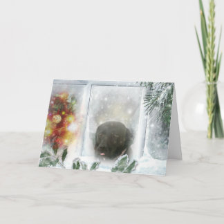 Tarjeta Festiva Madison la carta de los Navidades de Labrador Negr