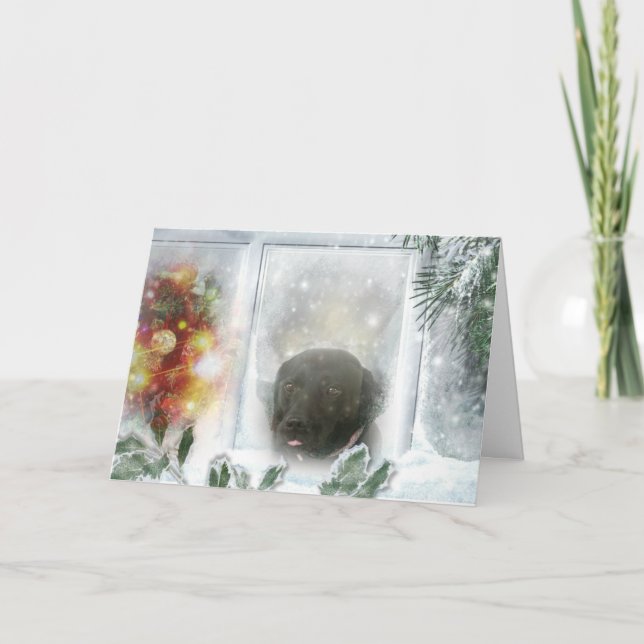 Tarjeta Festiva Madison la carta de los Navidades de Labrador Negr (Anverso)