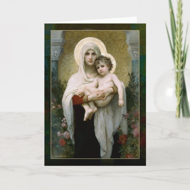 Tarjeta Festiva Madona con Rosas (Anverso)