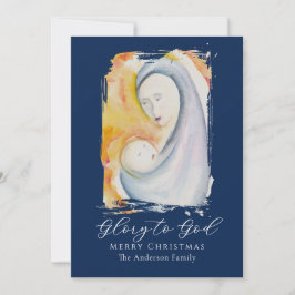 Tarjeta Festiva Madonna and Child Bible Verse Calligraphy Script
