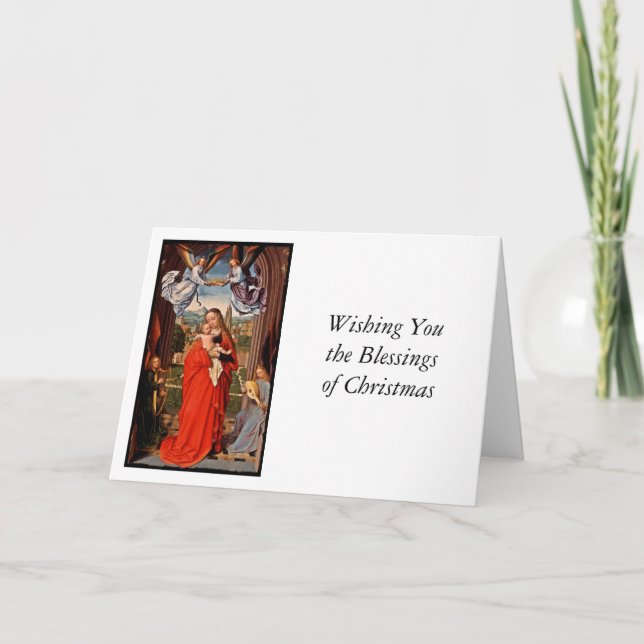 Tarjeta Festiva Madonna Christ Child and Angels (Anverso)