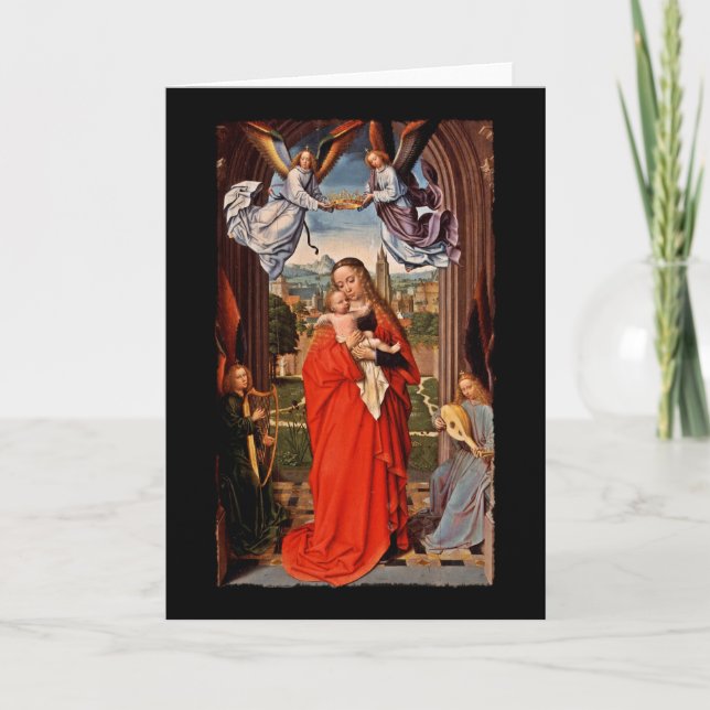 Tarjeta Festiva Madonna Christ Child and Angels (Anverso)