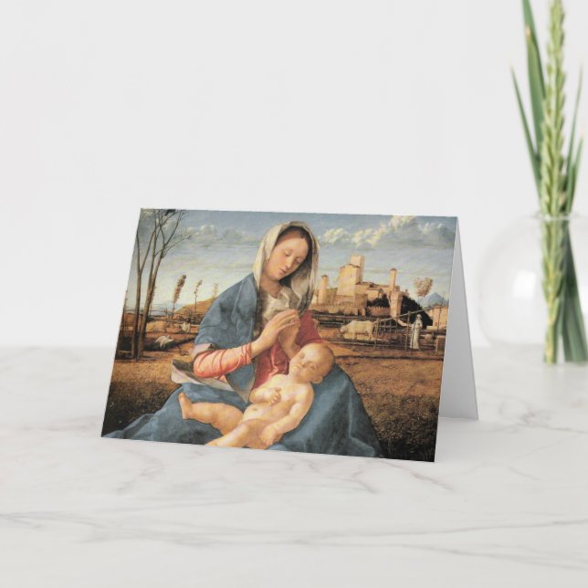 Tarjeta Festiva Madonna con el niño de Cristo (Anverso)