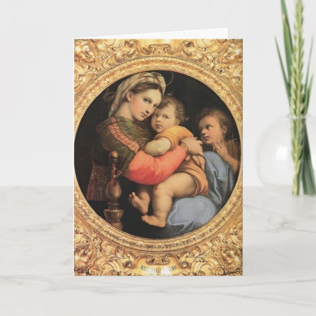 Tarjeta Festiva Madonna con el niño de Cristo (Anverso)