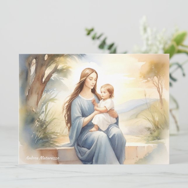 Tarjeta Festiva Madonna con el niño Jesús (Anverso de pie)