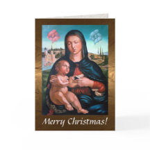 Madonna con niño, libro y cherubs