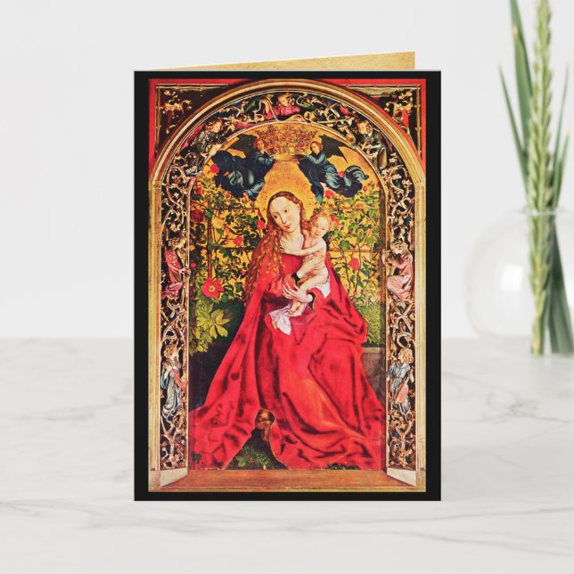 Tarjeta Festiva MADONNA DE LOS ROSAS Navidades BOWER (Anverso)