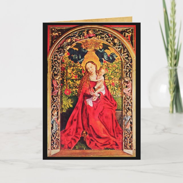 TARJETA FESTIVA MADONNA DEL ROSA BOWER (Anverso)
