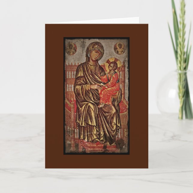 Tarjeta Festiva Madonna e icono del niño (Anverso)