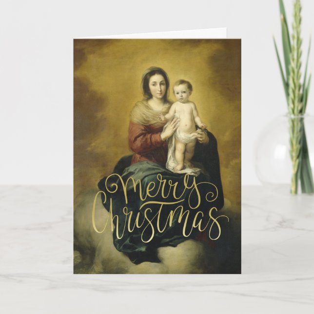 Tarjeta Festiva Madonna e Niño, Navidades Bellas Artes (Anverso)