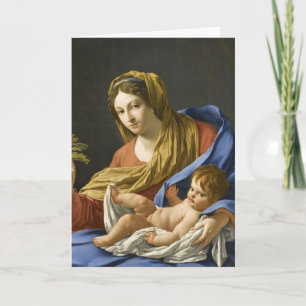 Tarjeta Festiva Madonna francesa y niño del siglo XVII