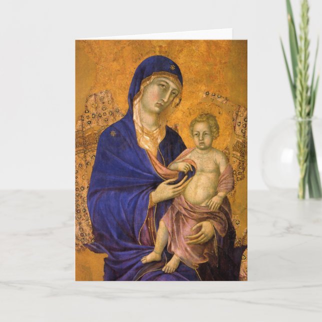 Tarjeta Festiva Madonna gótica y niño (Anverso)