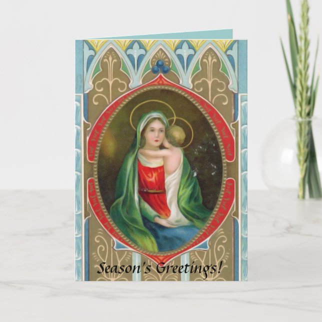 Tarjeta Festiva Madonna Mary y los niños Navidades religiosos de v (Anverso)