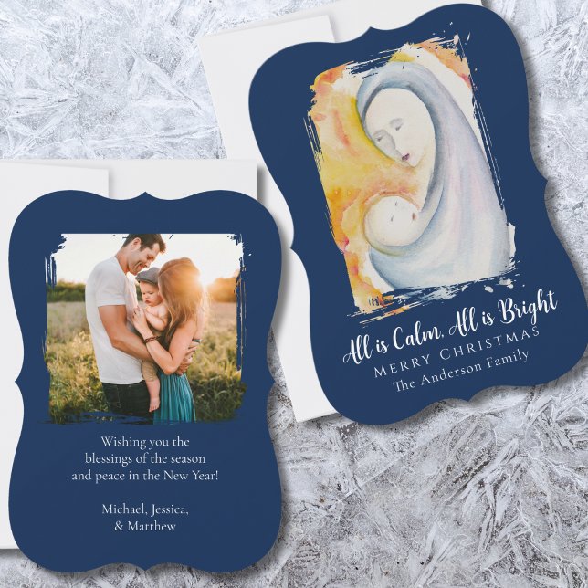 Tarjeta Festiva Madonna religiosa moderna y foto familiar infantil (Subido por el creador)