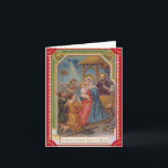 Tarjeta Festiva Madonna Roja Vintage y Navidades Religiosos Infant<br><div class="desc">Una carta vintage de Navidades religiosos de la virgen María y el bebé Jesús en la víspera de los Navidades. Una vintage escena de la natividad retro. Para cristianos y católicos tradicionales. Y también la tarjeta representa a la sagrada virgen María de fondo azul y estrellas rezando alrededor del nuevo...</div>
