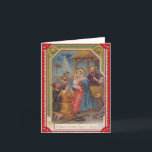 Tarjeta Festiva Madonna Roja Vintage y Navidades Religiosos Infant<br><div class="desc">Una carta vintage de Navidades religiosos de la virgen María y el bebé Jesús en la víspera de los Navidades. Una vintage escena de la natividad retro. Para cristianos y católicos tradicionales. Y también la tarjeta representa a la sagrada virgen María de fondo azul y estrellas rezando alrededor del nuevo...</div>