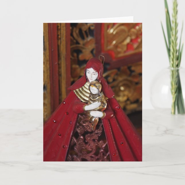 Tarjeta Festiva Madonna rojo (Anverso)