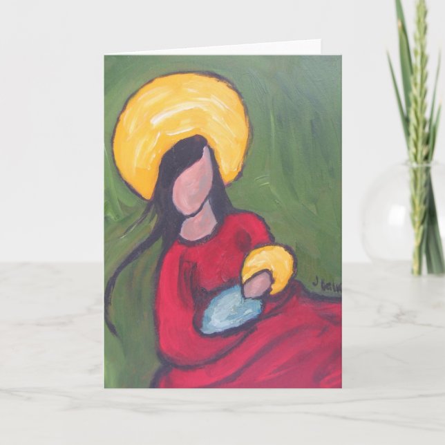 Tarjeta Festiva Madonna verde (Anverso)