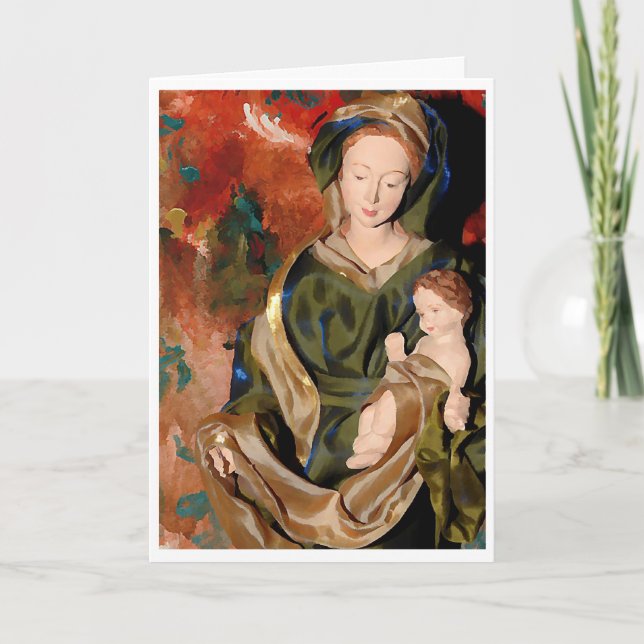 Tarjeta Festiva Madonna y bebé Jesús (Anverso)