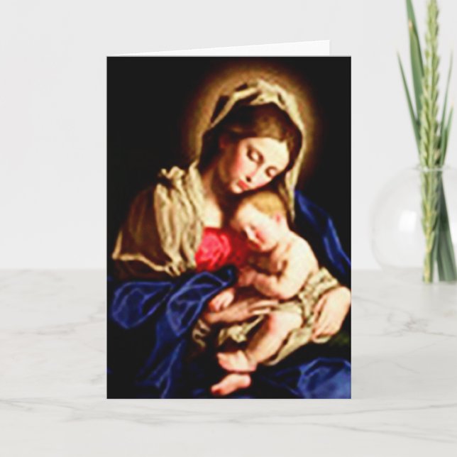 Tarjeta Festiva Madonna y el niño - Da Sassoferrato (Anverso)