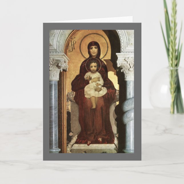 Tarjeta Festiva Madonna y el Niño Jesús en el Trono (Anverso)