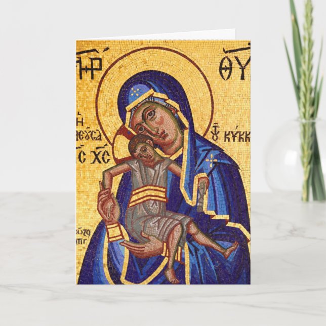 Tarjeta Festiva Madonna y mosaico infantil (Anverso)