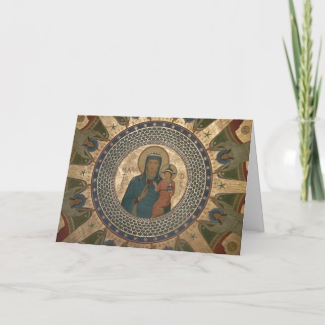 Tarjeta Festiva Madonna y Navidades infantiles (Anverso)