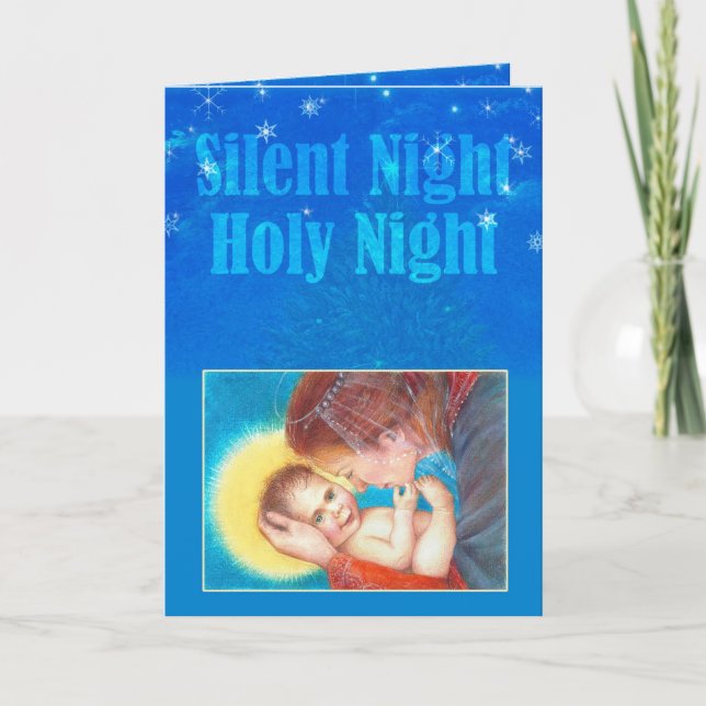 Tarjeta Festiva Madonna y navidades mágicos infantiles (Anverso)