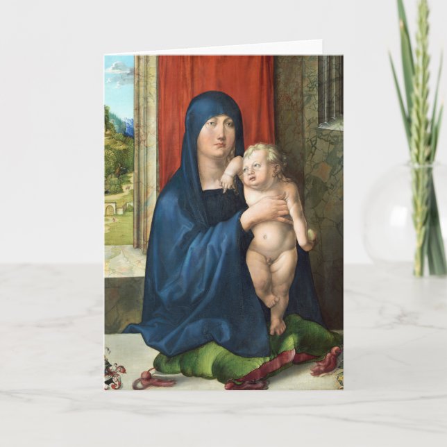Tarjeta Festiva Madonna y niño - Albrecht Durer - c1496 (Anverso)