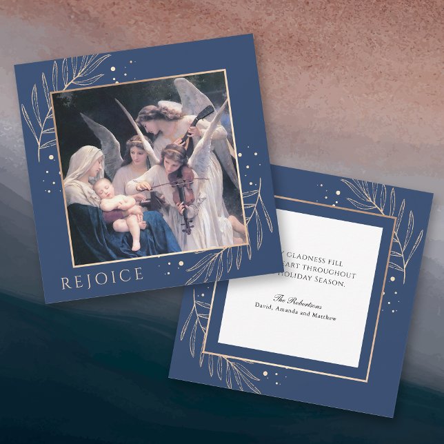 Tarjeta Festiva Madonna y niño con ángeles sagrados (Celebrate the birth of Christ with this lovely "Song of the Angels" card.)