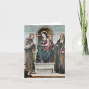 Tarjeta Festiva Madonna y niño con santos