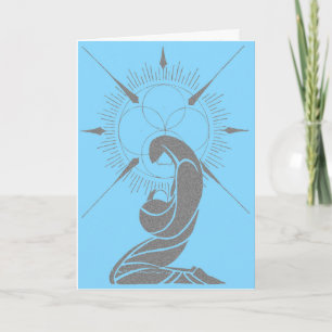 Tarjeta Festiva Madonna y Niño Deco Azul
