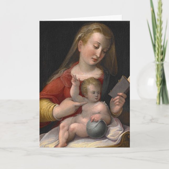Tarjeta Festiva Madonna y niño del siglo XVI (Anverso)