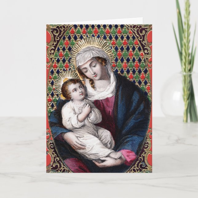 Tarjeta Festiva Madonna y niño (DPT 001) (Anverso)