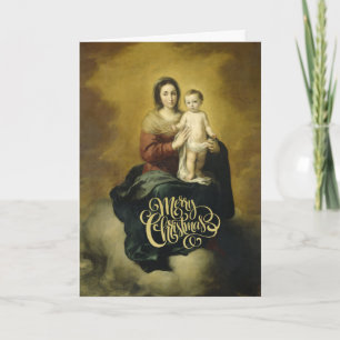 Tarjeta Festiva Madonna y niño - Elegantes Navidades Bellas Artes