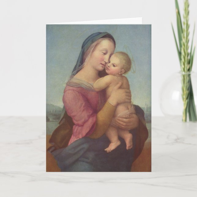 Tarjeta Festiva Madonna y niño (los tempos Madonna) por Raphael (Anverso)