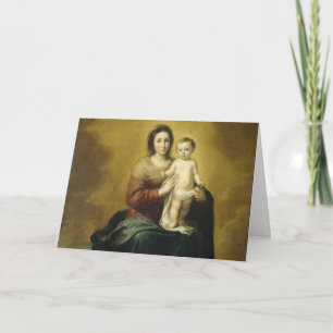 Tarjeta Festiva Madonna y niño, Navidades Bellas Artes saludan al 