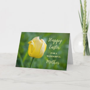 Tarjeta Festiva Madre amarilla tulipana feliz Pascua