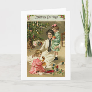 Tarjeta Festiva Madre, Chicas y juguetes a los Navidades