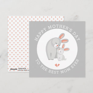 Tarjeta Festiva Madre de conejo y Día de la Madre gris bebé coneji